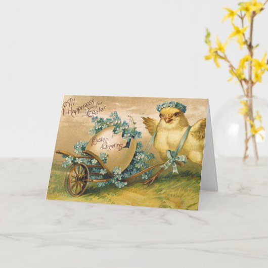  kuikens met paaseieren kaart (Gele Bloem)