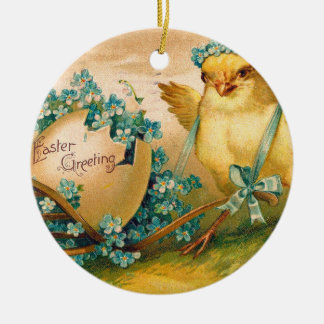 kuikens met paaseieren keramisch ornament