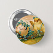 kuikens met paaseieren ronde button 5,7 cm (Voorkant /achterkant)