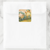  kuikens met paaseieren vierkante sticker (Tas)