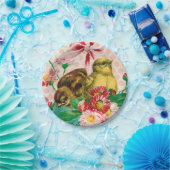  kuikens met paasroosters papieren bordje (Feest)