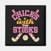 Kuikens met Sticks Field Hockey Vrouwen Magneet (Voorkant)