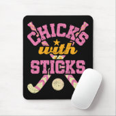 Kuikens met Sticks Field Hockey Vrouwen Muismat (Met muis)