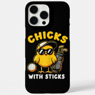 Kuikens met stokken Golfer Meisje Vrouw Golf Club iPhone 16 Pro Max Hoesje
