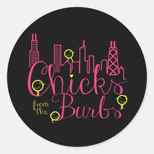Kuikens uit de Burbs Stickers Zwart BG (Voorkant)