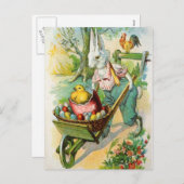 Kuikens van de Kruiwagen van het Wiel van het Feestdagenkaart (Voorkant / Achterkant)