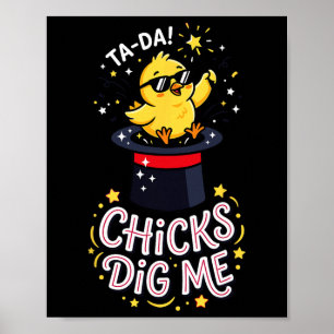 Kuikens vinden me grappig door Chick Sungles Retro Poster
