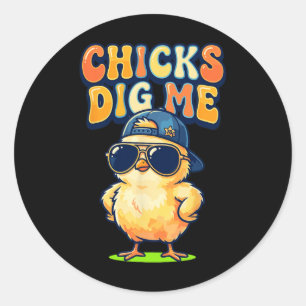 Kuikens vinden me grappig door Chick Sungles Retro Ronde Sticker