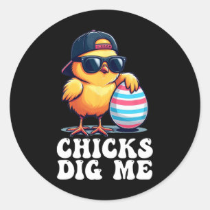 Kuikens vinden me grappig Pasen Peuter Jongens Man Ronde Sticker