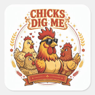 KUIKENS VINDEN ME Leuk Kippensticker Vierkante Sticker