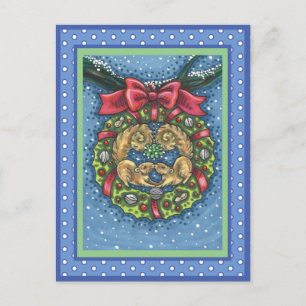 KUILTE KISSENDE SQUIRRELS ONDER MISTLETOE, NUT WRE BRIEFKAART