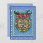 KUILTE KISSENDE SQUIRRELS ONDER MISTLETOE, NUT WRE BRIEFKAART (Voorkant / Achterkant)