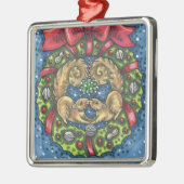 KUILTE KISSENDE SQUIRRELS ONDER MISTLETOE, NUT WRE METALEN ORNAMENT (Links)