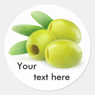 Kuiltjes gemaakte in groene olijven ronde sticker
