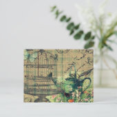 kuilvoer met vogel en vogeltuin briefkaart (Staand voorkant)