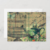 kuilvoer met vogel en vogeltuin briefkaart (Voorkant / Achterkant)