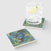 "Kuiráya" - Geschilderd blad - Vrouwen in het Amaz Stenen Onderzetter (Zijkant)