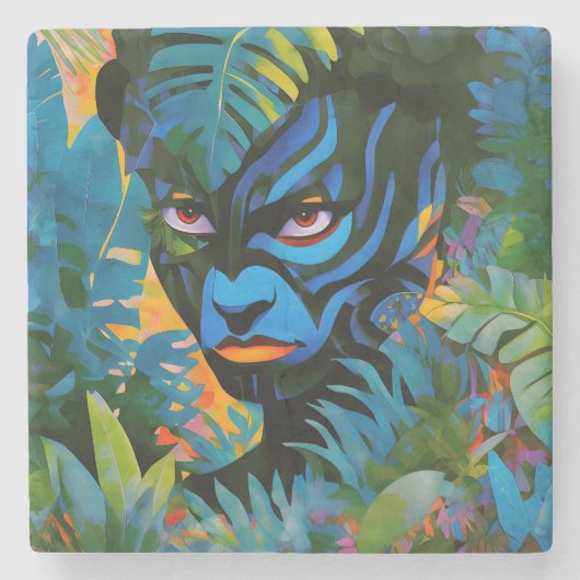 "Kuiráya" - Geschilderd blad - Vrouwen in het Amaz Stenen Onderzetter (Voorkant)