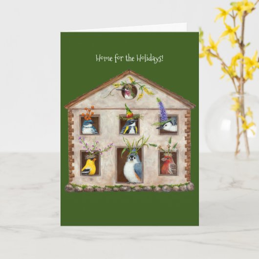 Kuis thuiskomst, opgevouwen kerstkaart kaart (Gele Bloem)