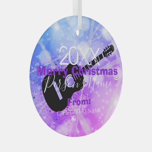 Kuitarist kerstversier HAMbWG Glas Ornament (Voorkant Rechts)