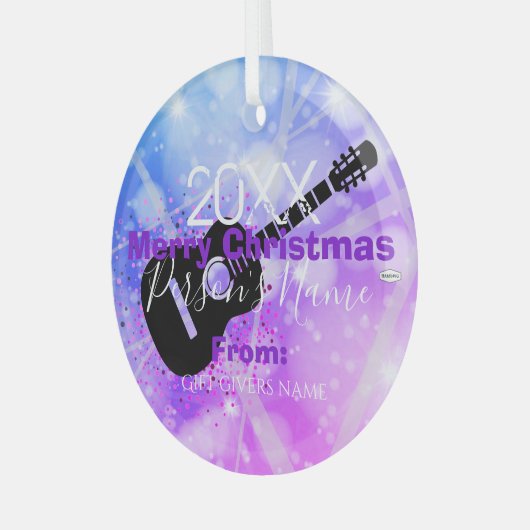 Kuitarist kerstversier HAMbWG Glas Ornament (Voorkant links)