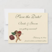 kuitje met rode roze en hart Bewaar de datum Kaart (Achterkant)