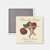 kuitje met rode roze en hart Bewaar de datum Magneet (Voorkant / Achterkant)