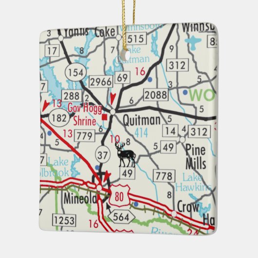 Kuitman TX Road Map Keramisch Ornament (Links)