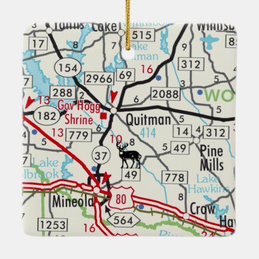 Kuitman TX Road Map Keramisch Ornament (Achterkant)