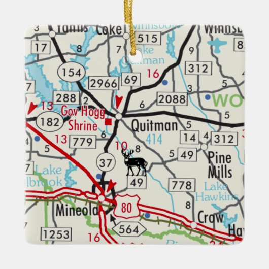 Kuitman TX Road Map Keramisch Ornament (Voorkant)