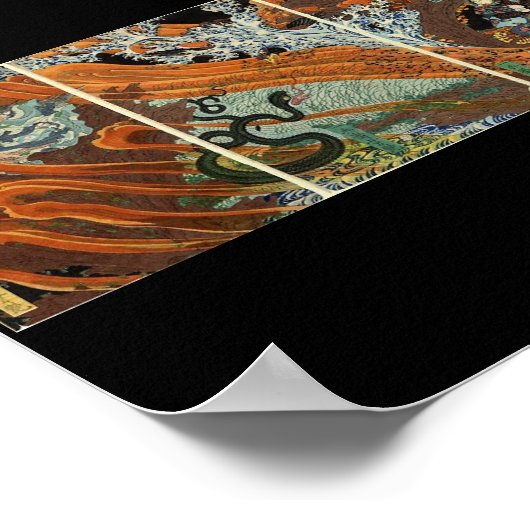 Kuji Battle tussen Samurai. Circa 1860. Japan. Poster (Hoek)