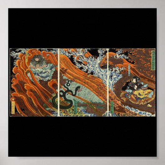 Kuji Battle tussen Samurai. Circa 1860. Japan. Poster (Voorkant)