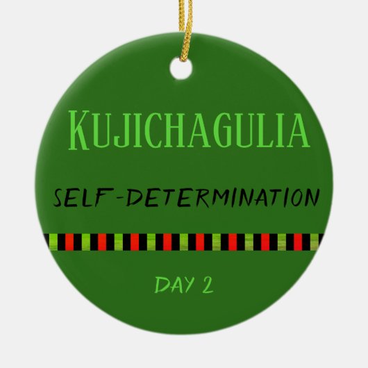 Kujichagulia - Kwanzaa Dag 2 Groen Keramisch Ornament (Voorkant)