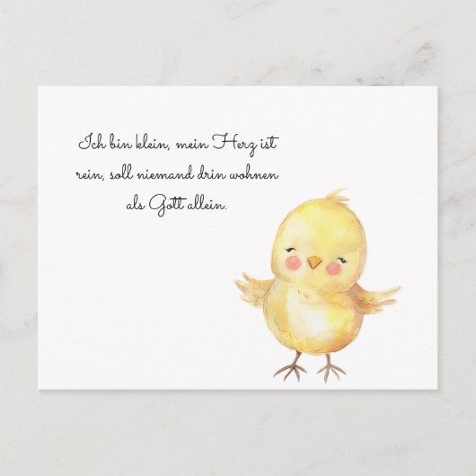 Küken betet briefkaart (Voorkant)
