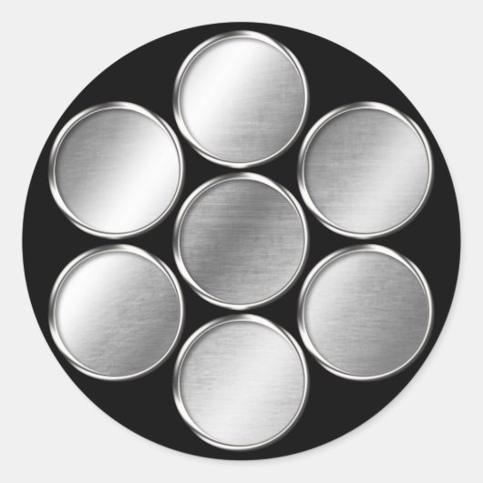 Kuki Clan Kamon Silver Chrome Ronde Sticker (Voorkant)
