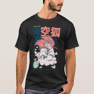 Kuko een goede naturel japans yokai als een vos in t-shirt