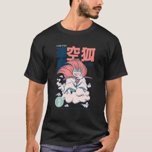 Kuko een goede naturel japans yokai als een vos in t-shirt