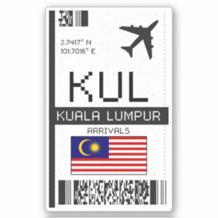 KUL Kuala Lumpur Boarding Pass - Maleisië Luchthav Sticker