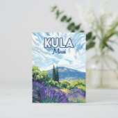 Kula Maui Haleakala Hawaii Lavendel Retro Briefkaart (Staand voorkant)