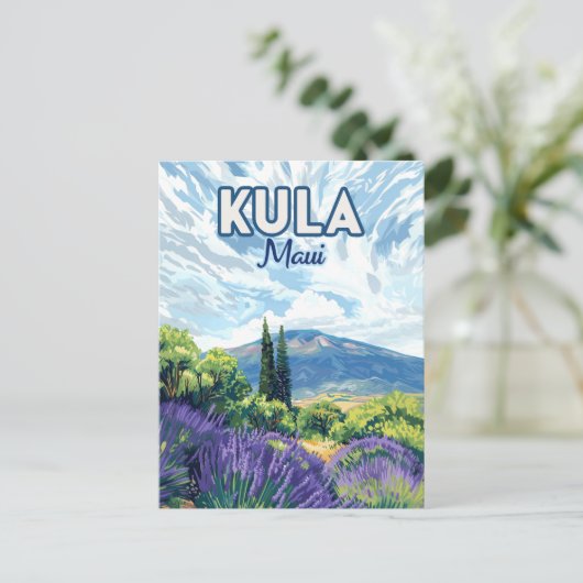 Kula Maui Haleakala Hawaii Lavendel Retro Briefkaart (Staand voorkant)