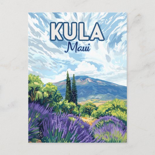 Kula Maui Haleakala Hawaii Lavendel Retro Briefkaart (Voorkant)