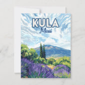 Kula Maui Haleakala Hawaii Lavendel Retro Kaart (Voorkant)