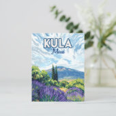 Kula Maui Haleakala Hawaii Lavendel Retro Kaart (Staand voorkant)