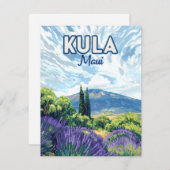 Kula Maui Haleakala Hawaii Lavendel Retro Kaart (Voorkant / Achterkant)