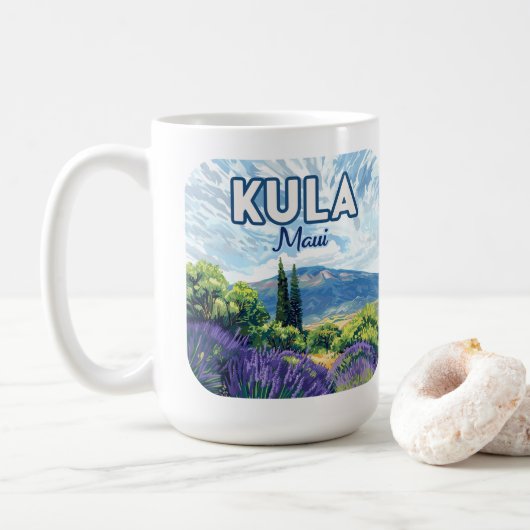 Kula Maui Haleakala Hawaii Lavendel Retro Koffiemok (Met donut)