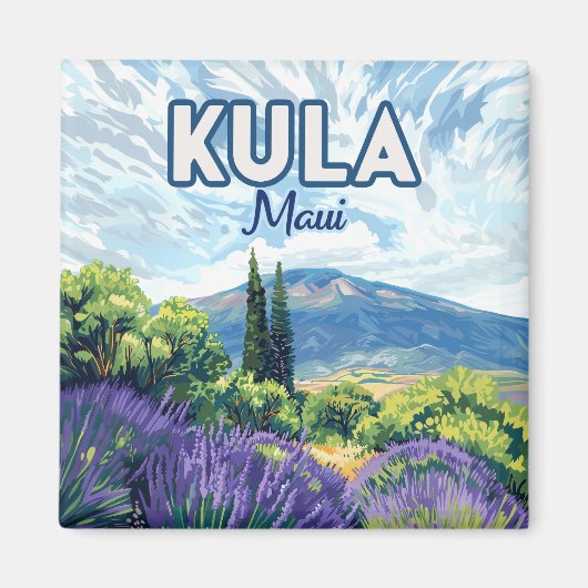 Kula Maui Haleakala Hawaii Lavendel Retro Magneet (Voorkant)