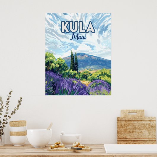 Kula Maui Haleakala Hawaii Lavendel Retro Poster (Keuken)
