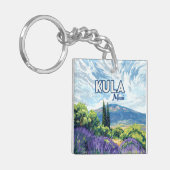 Kula Maui Haleakala Hawaii Lavendel Retro Sleutelhanger (Voorkant Links)
