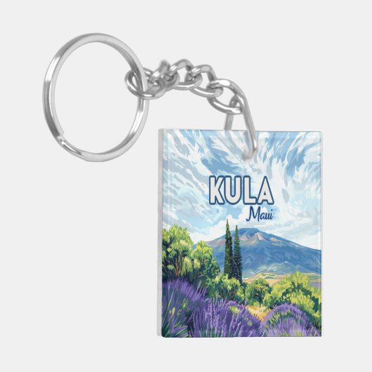 Kula Maui Haleakala Hawaii Lavendel Retro Sleutelhanger (Voorkant Links)