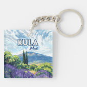Kula Maui Haleakala Hawaii Lavendel Retro Sleutelhanger (Achterkant)